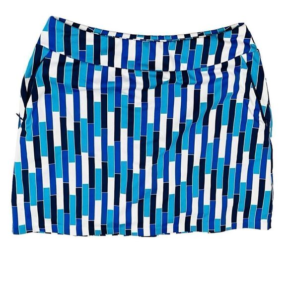 Tail Activewear Skirt Skort Blue Geo Pull On Pleated Zip/Pockets Golf Tennis S - Picture 1 of 10